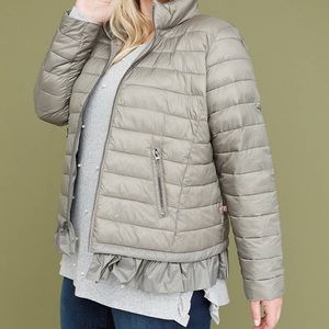 Lane Bryant Sage packable peplum puffer jacket